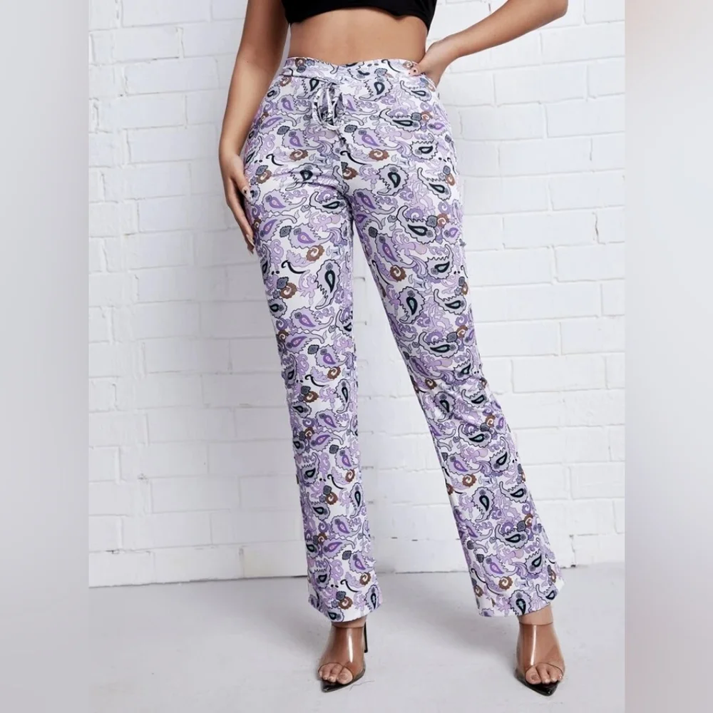 Boho Paisley Flare Leg Pants - Picture 4 of 8
